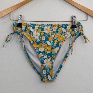 Hobie Floral String Bikini Bottom Size 14 Youth XL Adjustable Ties